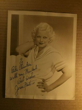 Jean Harlow Rare Very Early Vintage Signed 8/10 Photo Red Dust 1932