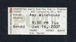 2007 Amy Winehouse Concert Ticket Stub Joe 