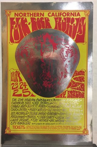 1969 Northern California Folk - Rock Festival Fillmore Era Concert Flyer Hendrix