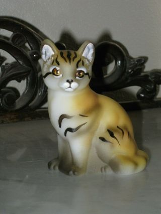 2019 Fenton Art Glass Hp Sand Cat Animal Figurine Gorgeous Gse 10/23
