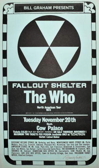 The Who Poster 1973 Cow Palace Signed Randy Tuten - Light Blue