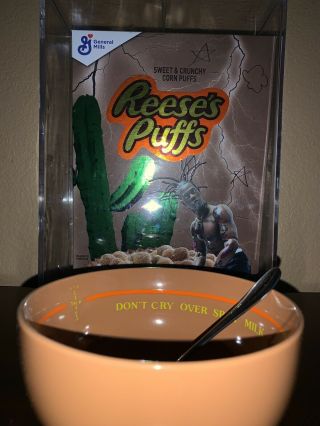 Travis Scott Reeses Puffs Cereal Full Set Acrylic Case,  Bowl,  Spoon Rare Set