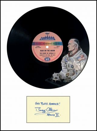 Apollo 11 Buzz Aldrin Authentic Signed Autograph With Hand Painted Vinyl