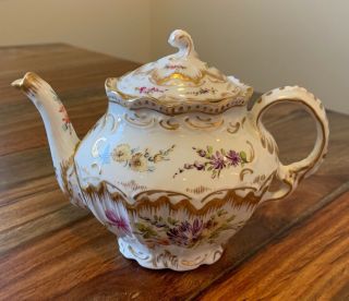 Franziska Hirsch Dresden Porcelain Teapot Flowers Antique Personal Individual