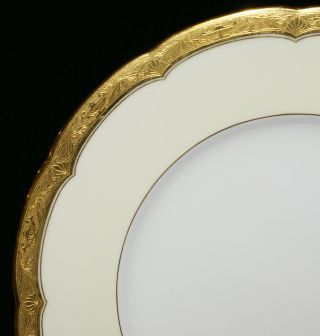 8 Minton for Tiffany & Co.  York Gold Encrusted Dinner Plates 10.  25 
