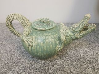 Vintage Rare Australian Hellfire Pottery Crocodile Teapot Modern Art