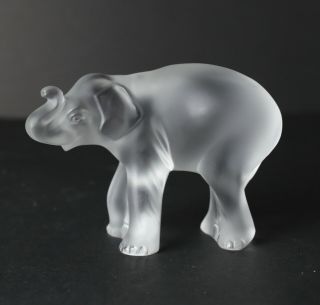 Lalique Timora Baby Elephant Cub Figurine Paperweight,  Trunk Up And Curled