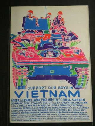 Vietnam Support Our Boys Rare Vintage Black Light Poster Print