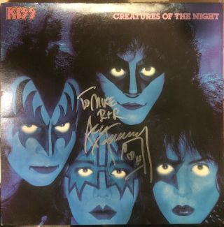 Kiss - “creatures Of The Night” Signed Lp Sleeve [ace Frehley Autograph] No