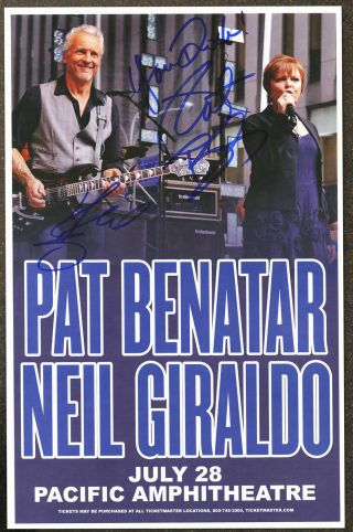 Pat Benatar Autographed Concert Poster 2014 Neil Giraldo Heartbreaker