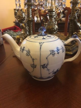 Royal Copenhagen Blue Fluted Plain Teapot 1st Quality