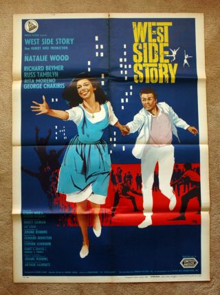 Vintage 1966 West Side Story Movie Poster 1sh Musical Film Music Art