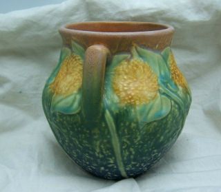 1930 Roseville Sunflower 5 1/2 Inch Vase Arts & Crafts Pottery 2