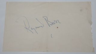 Signed Raymond Burr Cut Auto Autograph Jsa Autographed Perry Mason Ironside
