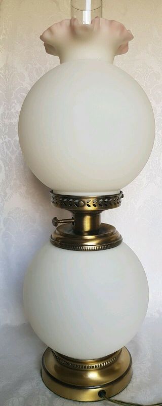 Fenton Double Globe Gone With The Wind Hand Painted & Signed By ARTIST Lamp 5