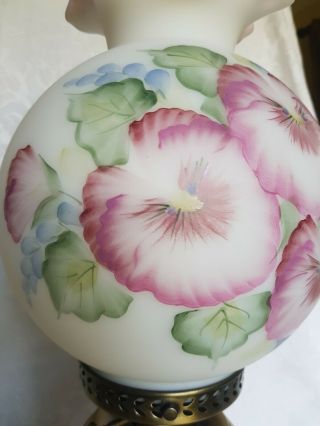 Fenton Double Globe Gone With The Wind Hand Painted & Signed By ARTIST Lamp 7