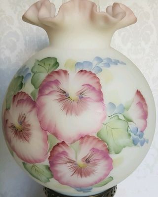 Fenton Double Globe Gone With The Wind Hand Painted & Signed By ARTIST Lamp 8