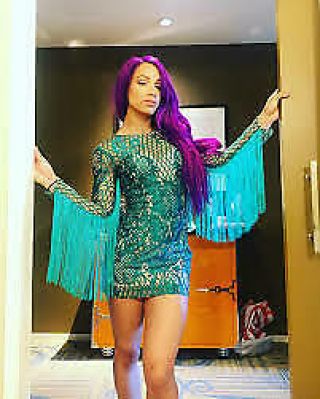 Celebrity Worn Wwe Sasha Banks Multi Color Shorts,  Lace Top,  More