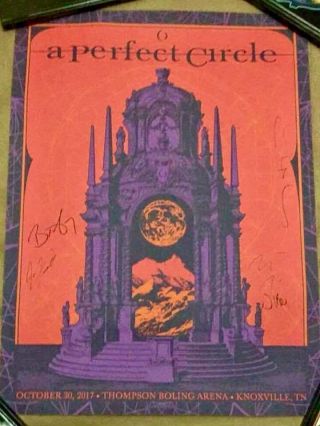 A Perfect Circle Autographed Poster Maynard Signed Knoxville Tn 2017 Tool Poster