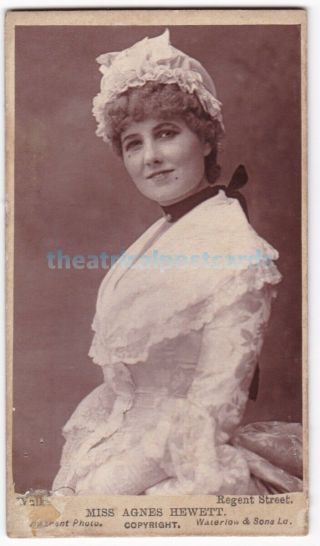 Victorian Stage Actress Agnes Hewett.  Taunus Advert.  Walker Cdv