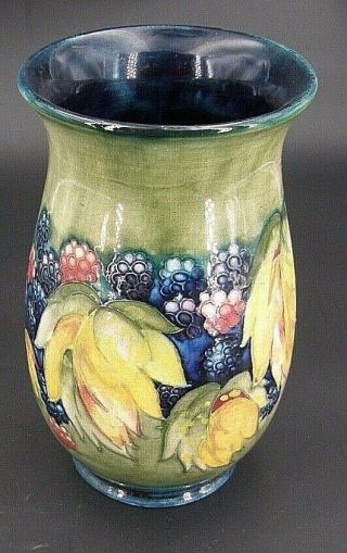 Antique Moorcroft English Fine Art Pottery Vase 7½ " H Blackberries