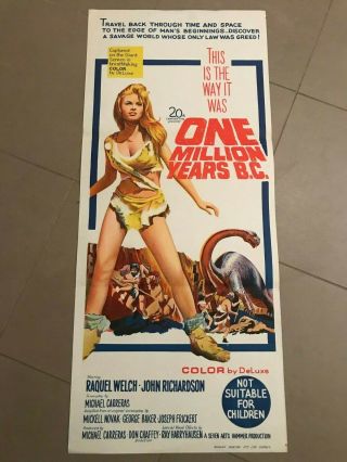 Daybill Poster 13x30: One Million Years B.  C.  (1966) Raquel Welch