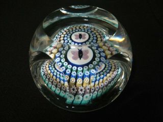 Whitefriars Paperweight 1978 Butterfly Millefiori Close Concentric Multi Facet