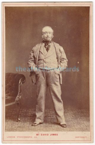 Stage Actor,  Comedian David James.  London Stereoscopic Cabinet Photo