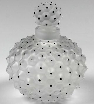 Vtg Lalique France Art Glass Crystal Deco Stylized Cactus Perfume Bottle Nr Hld
