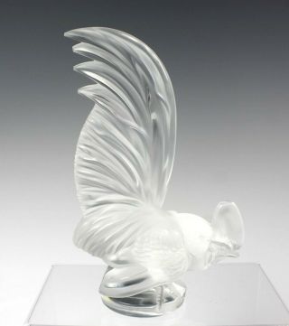 Vtg Lalique France Art Glass Crystal Coq Nain Rooster Chicken Figurine Nr Alp