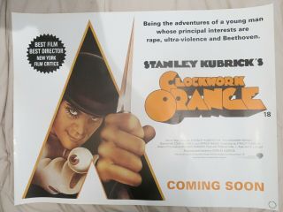 A Clockwork Orange 1971 British Quad Film Poster Reissue Stanley Kubrick