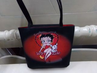 Betty Boop & Pudgy Black Bucket Purse Womens Handbag