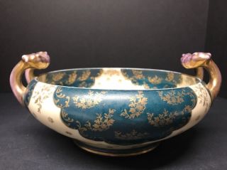Antique 19 Century Royal Vienna Hand Painted Porcelain Austria Beehive Gilt Bowl 5