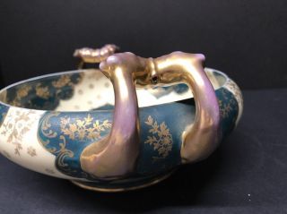 Antique 19 Century Royal Vienna Hand Painted Porcelain Austria Beehive Gilt Bowl 6