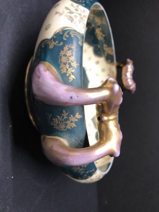 Antique 19 Century Royal Vienna Hand Painted Porcelain Austria Beehive Gilt Bowl 7