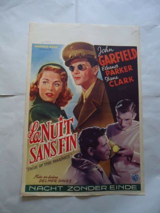 John Garfield,  Eleanor Parker/pride Of The Marines/u2/ Belgian Poster