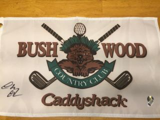 Chevy Chase Autographed Caddyshack Bush Wood Country Club Pin Flag (beckett)