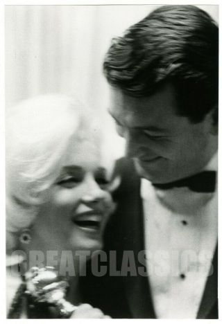 Marilyn Monroe Rock Hudson Golden Globes 1962 Candid Vintage Photograph