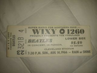 The Beatles - 1966 Rare Concert Ticket Stub (cleveland Stadium - Press Box)