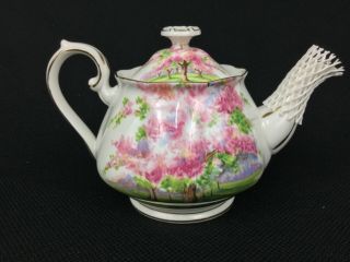 Royal Albert Blossom Time Tea Set for 2 Teapot Sugar Bowl Creamer Cups Saucers 2