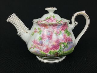 Royal Albert Blossom Time Tea Set for 2 Teapot Sugar Bowl Creamer Cups Saucers 3