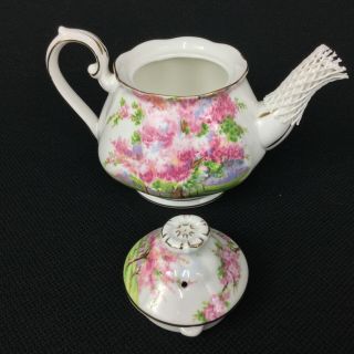 Royal Albert Blossom Time Tea Set for 2 Teapot Sugar Bowl Creamer Cups Saucers 4