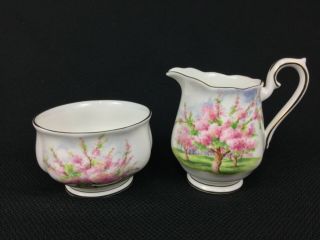 Royal Albert Blossom Time Tea Set for 2 Teapot Sugar Bowl Creamer Cups Saucers 7