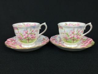 Royal Albert Blossom Time Tea Set for 2 Teapot Sugar Bowl Creamer Cups Saucers 9