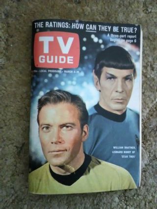 1967,  Star Trek (1st Cover),  " Tv Guide " (no Label) Scarce / Vintage