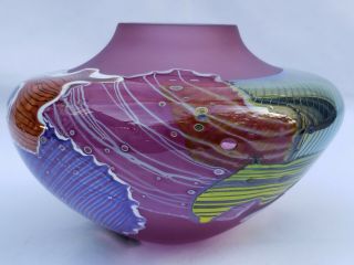 Studio Art Glass Vase by Peter Ridabock Signed and Dated 6 