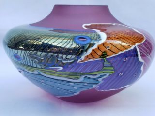 Studio Art Glass Vase by Peter Ridabock Signed and Dated 6 