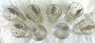 Vintage Set 8 Culver Mardi Gras Gold Jeweled Hi - Ball Drinking Glasses Jester 4