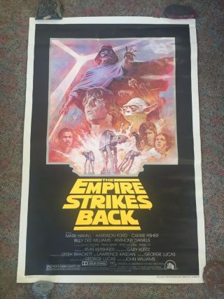 Star Wars Empire Strikes Back Poster 1981 Re - Release With Mailer