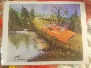 Autographed Dukes Of Hazzard Limited Edition Print Hazard Swimming Hole